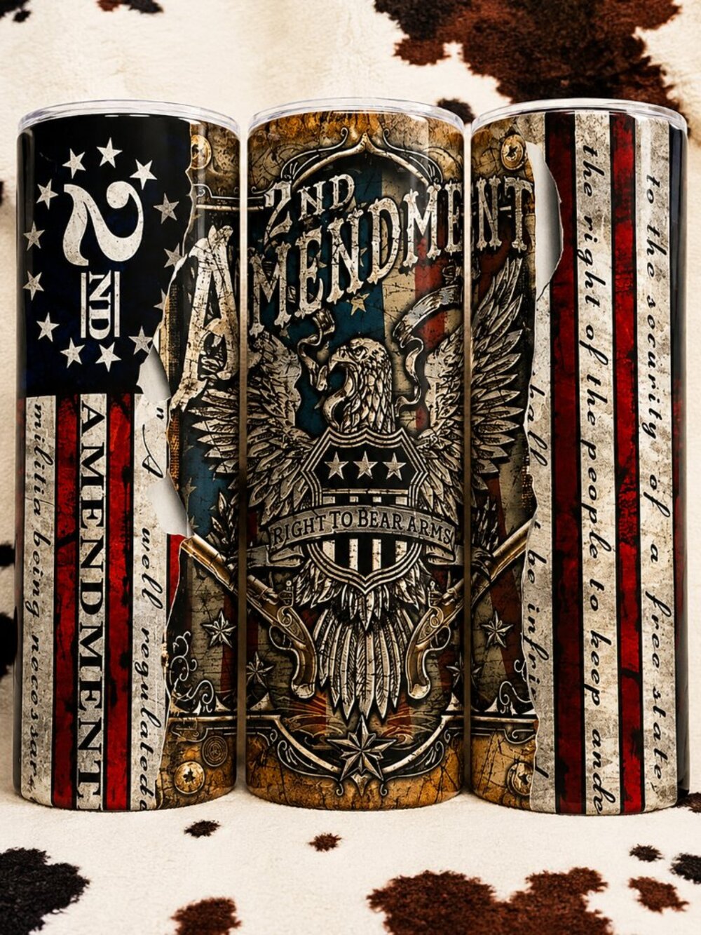 2nd Amendment USA Flag Custom 20oz Skinny Tumbler Insulated Cup